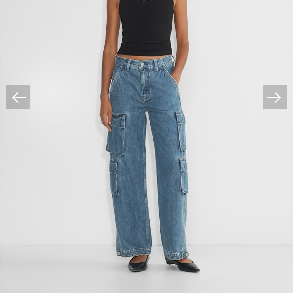 Demin Forum 90s Millie Hi-Rise Grunge Cargo Utility Medium Wash Relaxed Jeans - Picture 2 of 15